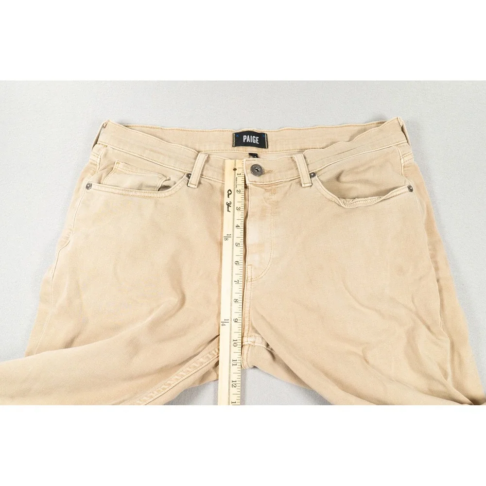 Paige Federal Slim Straight Leg Pants Mens 34 Tan Khaki Transcend Denim Chino - Picture 7 of 12